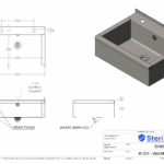 Dimensioned drawing for a Wall Mounted Sink B1201 made from Stainless Steel.