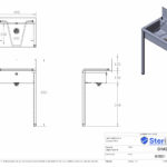 Bucket sink with legs dimensioned drawing.