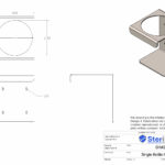 Dimensioned drawing for single bottle holder wall mounted.