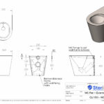 Dimensioned drawing for a WC Pan made from Stainless Steel. Ideal for custodial or secure enviroments.