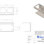 Dimensioned drawing for double bottle holder wall mounted.
