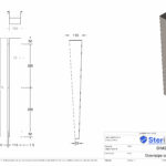 Dimensioned drawing for a Urinal Downpipe Cover made from Stainless Steel.