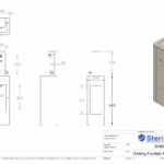 Dimensioned drawing for floor standing with bottle filler.