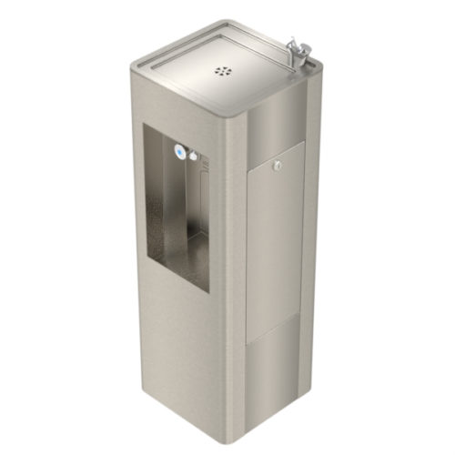 Floor standing drinking fountain.