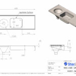 Dimensioned drawing for a stainless steel Sluice Sink.