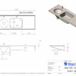 Dimensioned drawing for a stainless steel Sluice Sink.