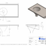 Dimensioned drawing for a stainless steel Sluice Sink.