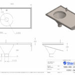 Dimensioned drawing for a stainless steel Sluice Sink.