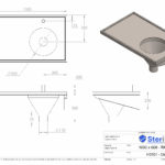 Dimensioned drawing for a stainless steel Sluice Sink.