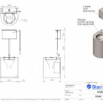 Dimensioned drawing for Sluice Sink Floor Standing. Made from Stainless Steel.
