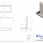 Dimensioned drawing for a Stainless Steel high splash back wash trough.