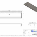 Dimensioned drawing for inset washtrough made from stainless steel. With tap landing.