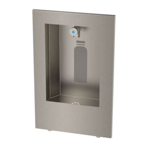 stainless steel recessed bottle filling station.