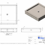 Dimensioned drawing for a Floor Standing Profile Recessed Shower Tray. Made from Stainless Steel.