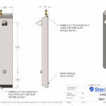 Dimensioned drawing for a Shower Box. Made from Stainless Steel.