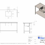 Dimensioned drawing for Single Bowl Sink Unit Frame & Shelf Stainless Steel.