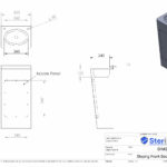 Dimensioned drawing for a sloping front security sink with front access panel. Ideal for custodial or secure environments.