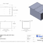 Dimensioned drawing for a Ice Well. Made from Stainless Steel.