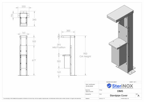 Dimensioned drawing for Standpipe Cover.