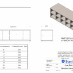 Dimensioned drawing for Stainless Steel Step Over Bench.