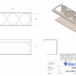 Dimensioned drawing for Triple bottle holder wall mounted.
