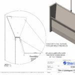 Dimensioned drawing for a Urinal Splash Guard made from Stainless Steel.