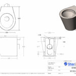 Dimensioned drawing for a WC Pan made from Stainless Steel.