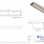 Dimensioned drawing for Stainless Steel Washtrough W14 Sit On