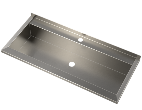 tap landing washtrough stainless steel commercial installation