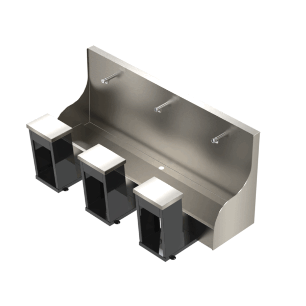 Wudu Ritual Foot Wash Bath Stainless Steel Triple