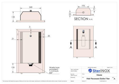 Wall Recessed Bottle Filler - Waste