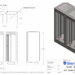 Dimensioned drawing for a double Shower Cubicle. Made from Stainless Steel.