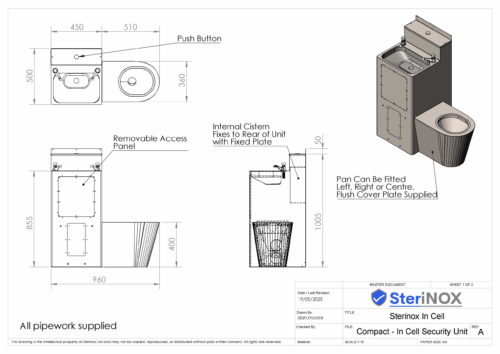 In cell Combination unit dimensioned drawing.