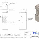 Drinking fountain bottle filler dimensioned drawing.