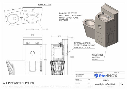 Dimensioned drawing for a In cell Unit.