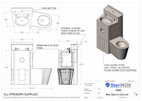 In cell Combination unit dimensioned drawing.