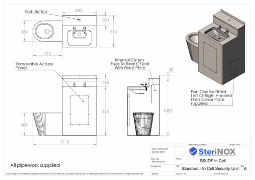 Dimensioned drawing for a In cell Unit.