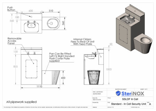 Dimensioned drawing for a In cell Unit.