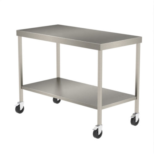 Stainless Steel Table with castors and undershelf.