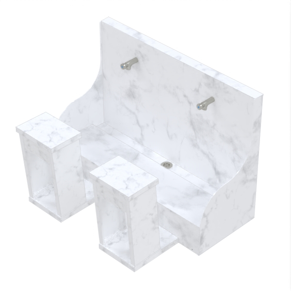 Wudu Ritual Foot Wash Bath Solid Surface - Double