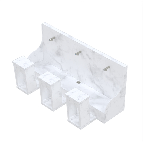 Wudu Ritual Foot Wash Bath Solid Surface - Triple