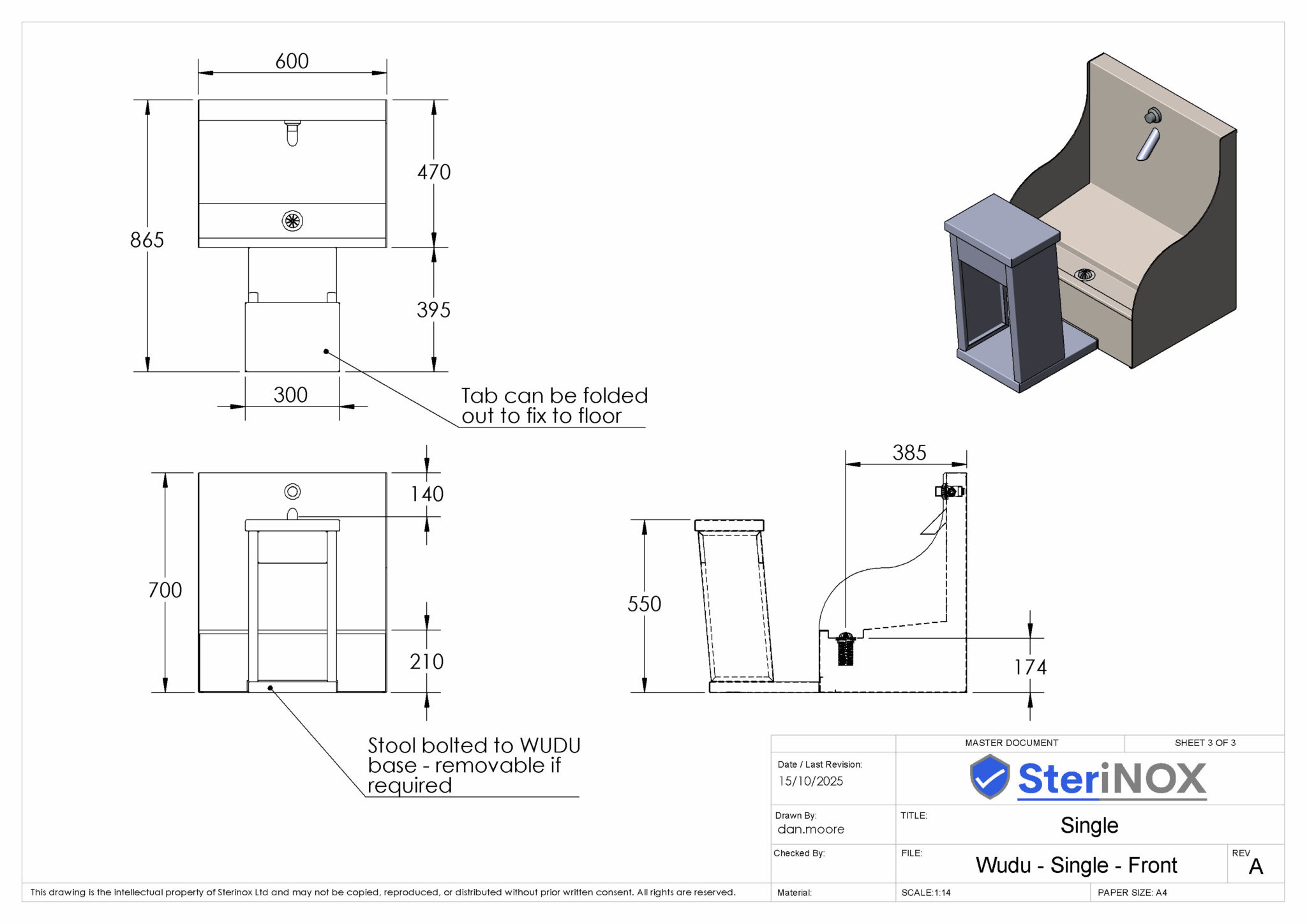 Wudu Ritual Revit Wudu Ritual Foot Wash Bath Stainless Steel - Anti Ligature - Single ...