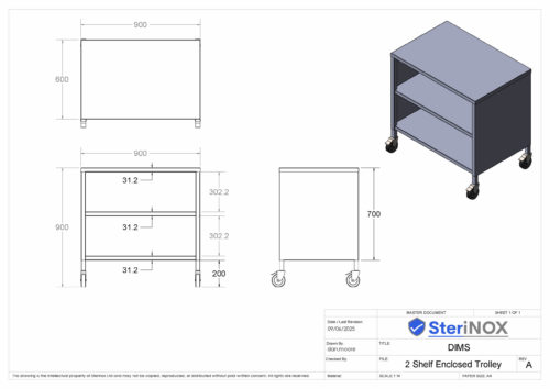 2 Shelf Enclosed Trolley