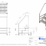 Dimensioned drawing of a 3 Step Ladder made from Stainless Steel