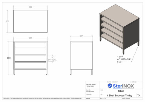 4 Shelf Enclosed Trolley