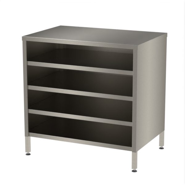 4 Shelf Enclosed Trolley with adjustable feet.