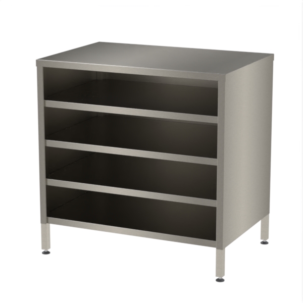 4 Shelf Enclosed Trolley with adjustable feet.