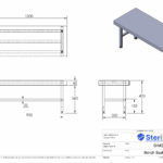 Dimensioned drawing for a Bench Seating made from Stainless Steel.