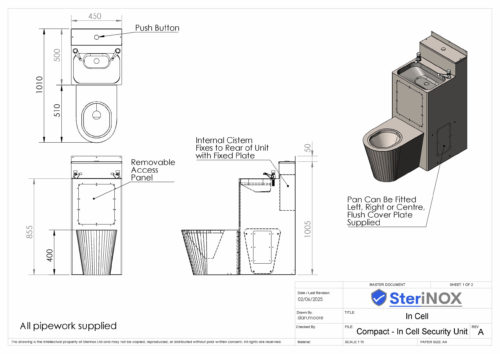In Cell Combination Unit – Round Bowl – Stainless Steel – Compact Centre Hand