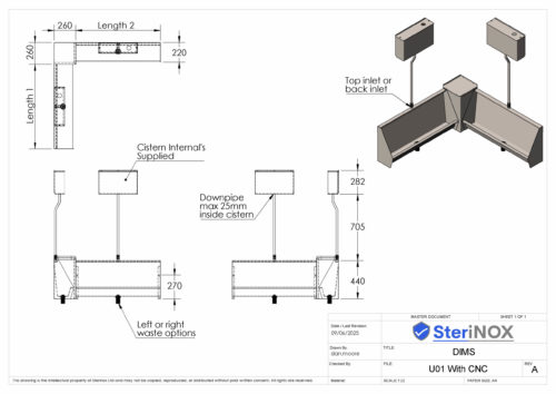Dimensioned drawing for CNC Corner Capping – U01.